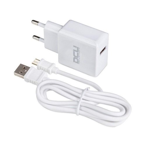 USB oplader med Micro USB-kabel - DCU Tecnologic (hvid)