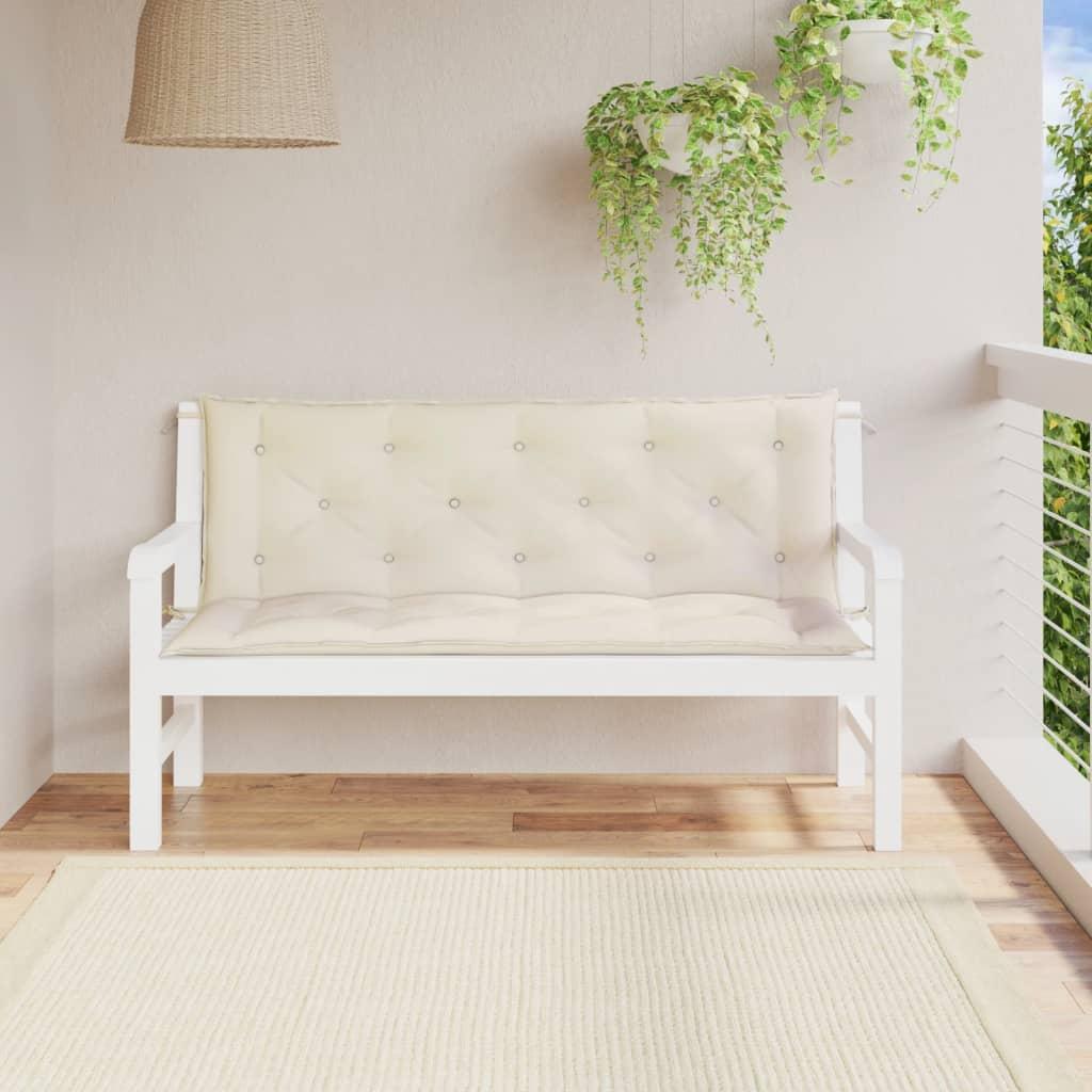 Hynder til havebænk 2 stk. 150x50x7 cm oxfordstof cremefarvet