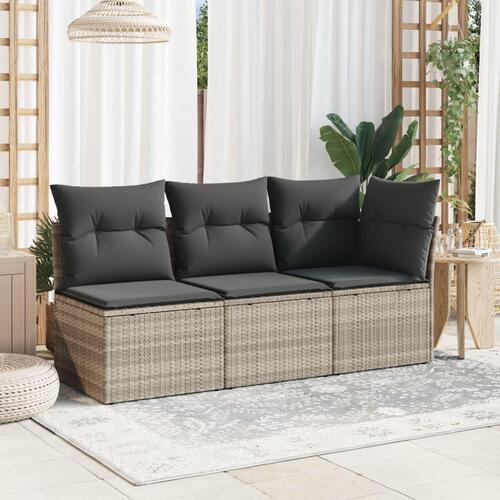 Hjørnemodul til havesofa med hynder polyrattan lysegrå (OUTLET A)