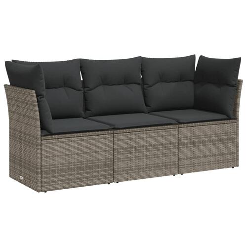 Havesofasæt 3 dele med hynder polyrattan grå (OUTLET B)