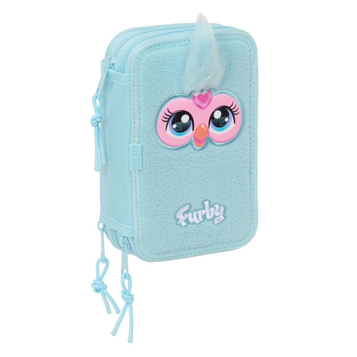 Tredobbelt penalhus Furby - Blå, 12,5 × 19,5 × 5,5 cm - 37 dele
