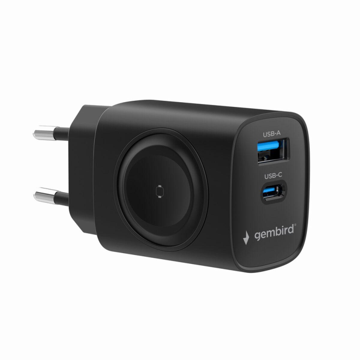 Gembird 2-in-1 20W Apple Watch + phone fast charger - Black