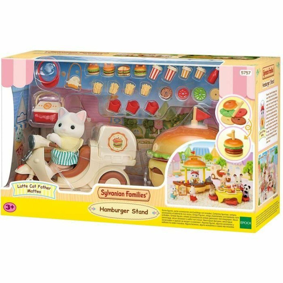 Sylvanian Families Hamburgerbod - Latte Cat far & scooter, 30 dele billede
