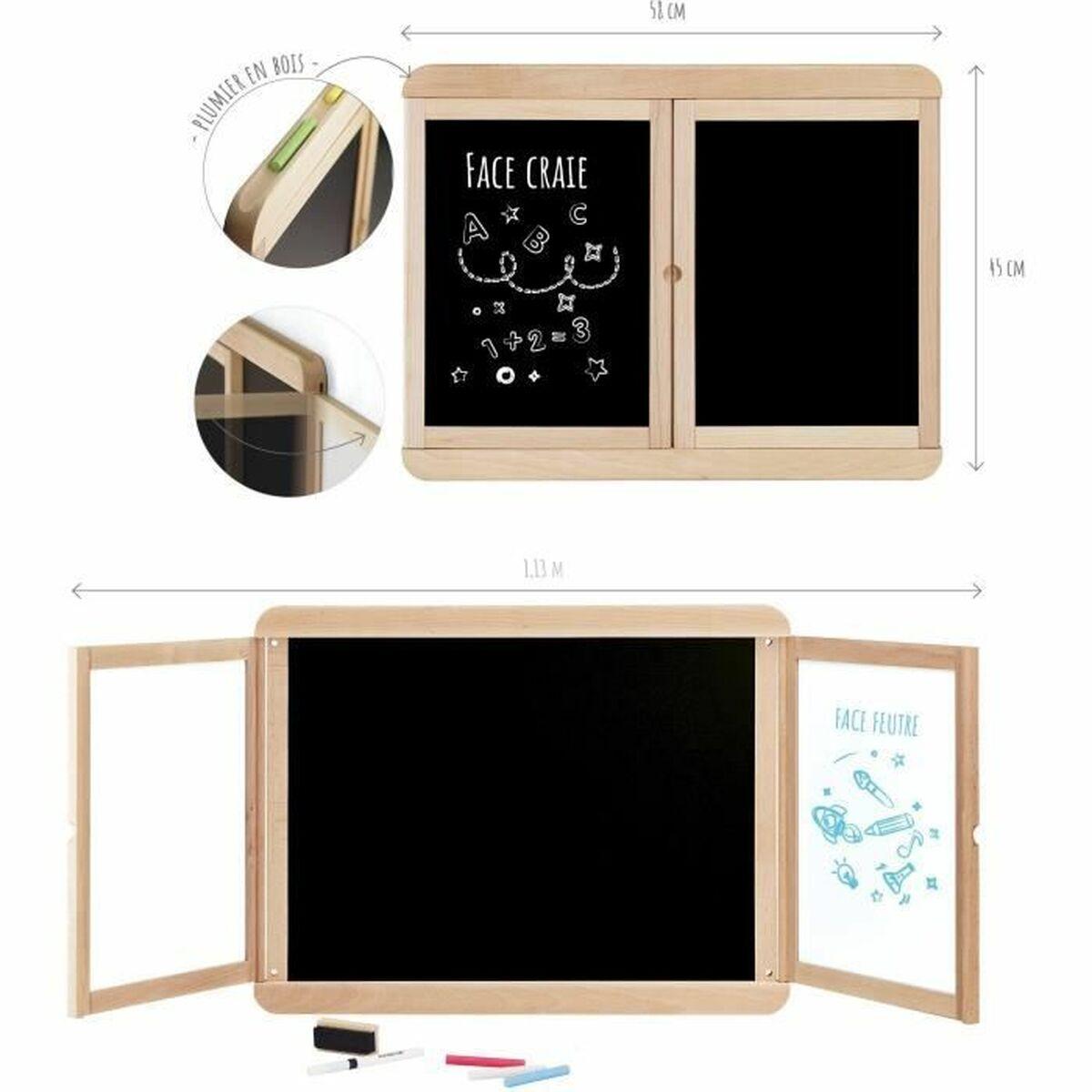 Jeujura dobbeltsidet vægtavle i træ - triptyk
