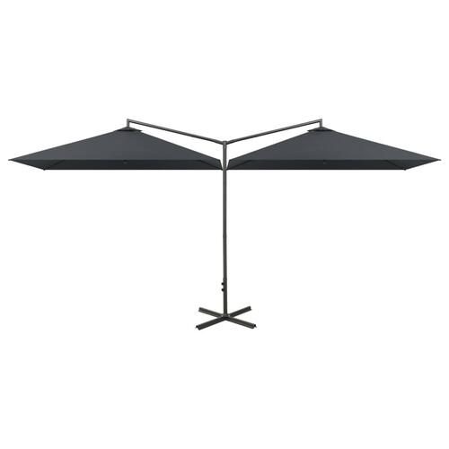 Dobbelt parasol med stålstang 600x300 cm antracitgrå