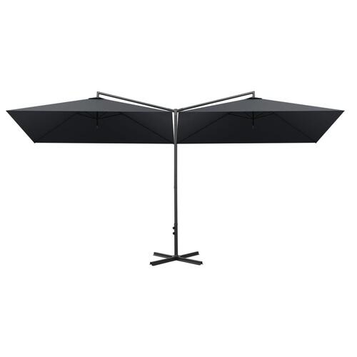 Dobbelt parasol med stålstang 600x300 cm antracitgrå