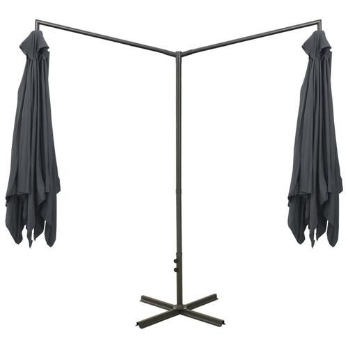 Dobbelt parasol med stålstang 600x300 cm antracitgrå