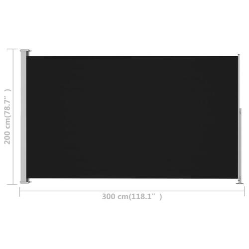 Sammenrullelig sidemarkise til terrassen 200x300 cm sort