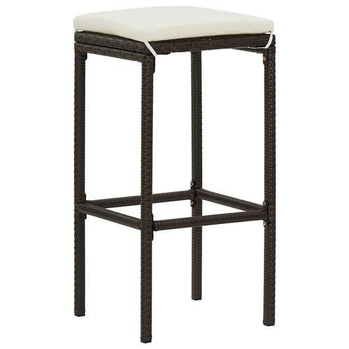 Barstole med hynder 3 stk. polyrattan brun