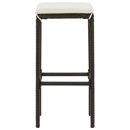 Barstole med hynder 3 stk. polyrattan brun