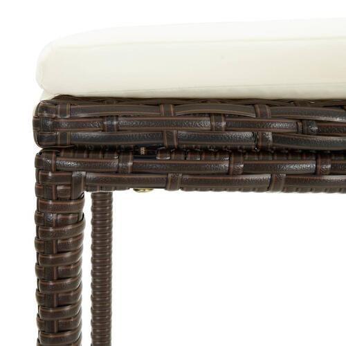 Barstole med hynder 3 stk. polyrattan brun