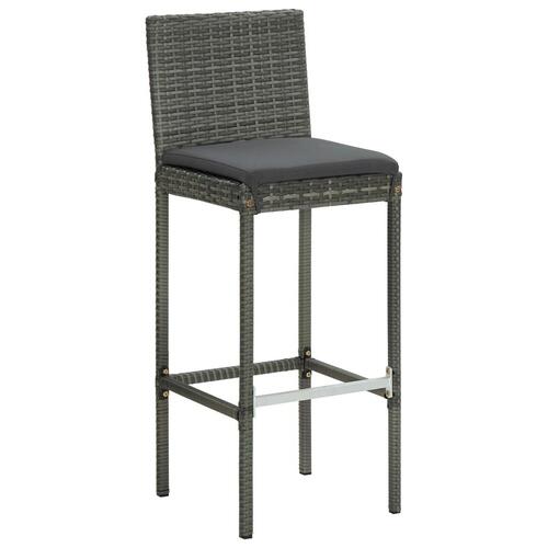 Barstole til haven med hynder 2 stk. polyrattan grå