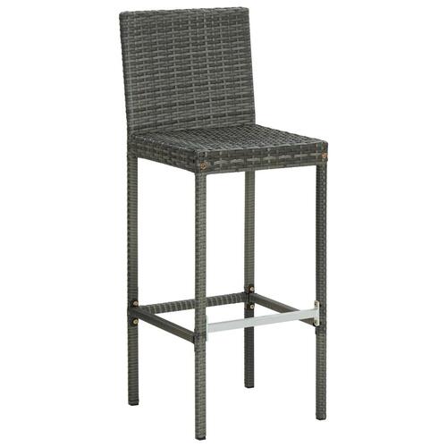 Barstole til haven med hynder 2 stk. polyrattan grå