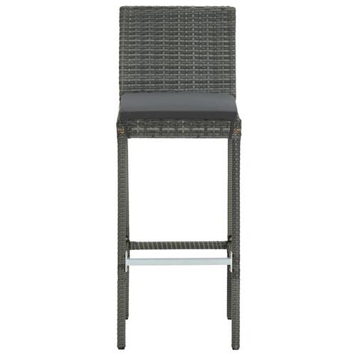 Barstole til haven med hynder 2 stk. polyrattan grå