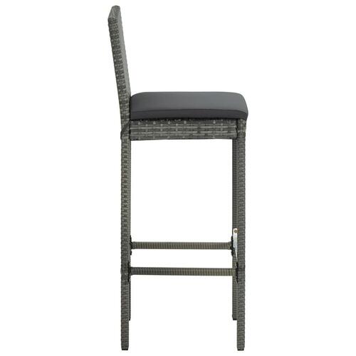 Barstole til haven med hynder 2 stk. polyrattan grå