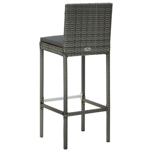 Barstole til haven med hynder 2 stk. polyrattan grå