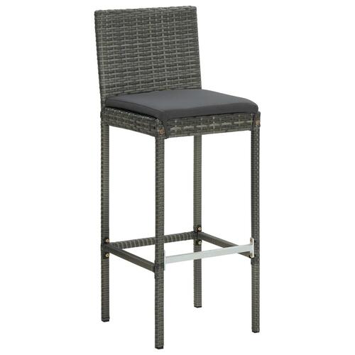 Barstole til haven med hynder 4 stk. polyrattan grå
