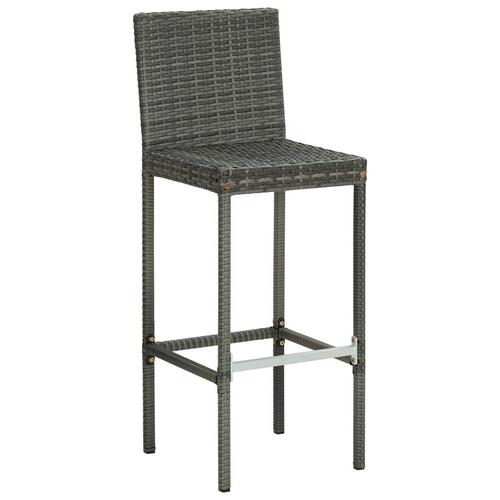 Barstole til haven med hynder 4 stk. polyrattan grå