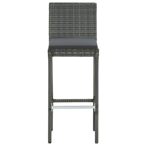 Barstole til haven med hynder 4 stk. polyrattan grå