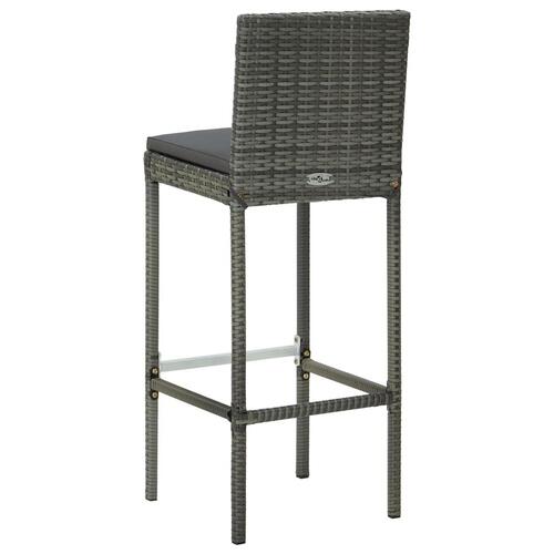 Barstole til haven med hynder 4 stk. polyrattan grå