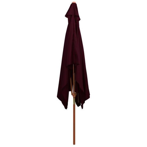 Haveparasol 200x300 cm træstang bordeauxfarvet