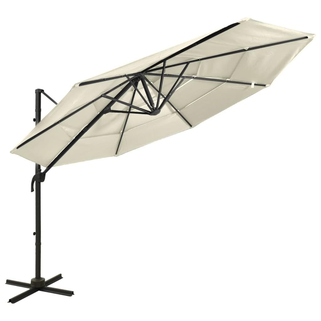 Parasol 3x3 m aluminiumsstang 4 niveauer sandfarvet