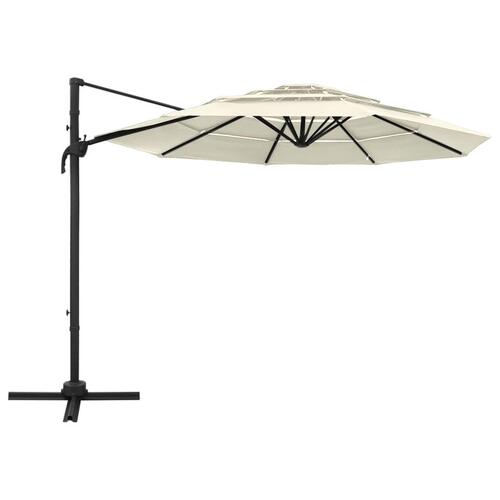 Parasol med aluminiumsstang i 4 niveauer 3x3 m sandfarvet