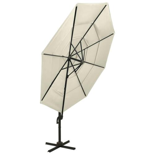 Parasol med aluminiumsstang i 4 niveauer 3x3 m sandfarvet