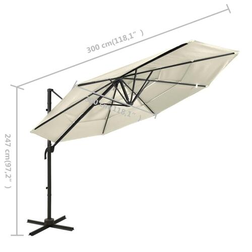 Parasol 3x3 m aluminiumsstang 4 niveauer sandfarvet