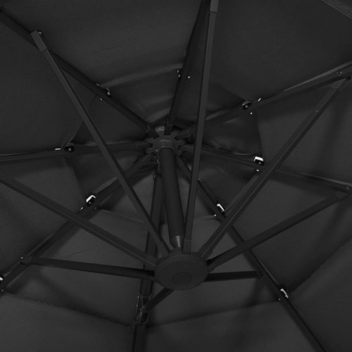 Parasol 3 × 3 m med aluminiumsstang - 4 niveauer, sort