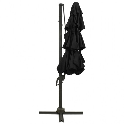 Parasol 3 × 3 m med aluminiumsstang - 4 niveauer, sort