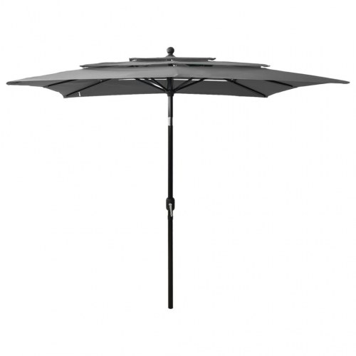 Parasol 2,5x2,5 m aluminiumsstang 3 niveauer antracitgrå
