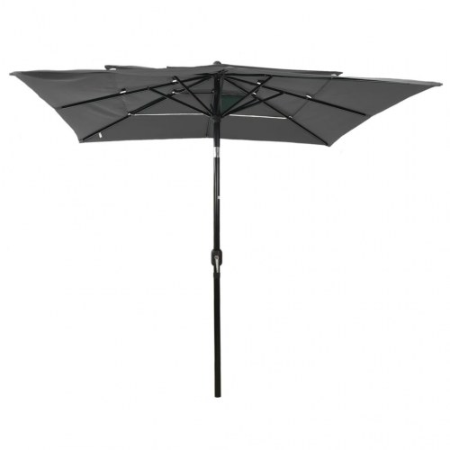 Parasol 2,5x2,5 m aluminiumsstang 3 niveauer antracitgrå
