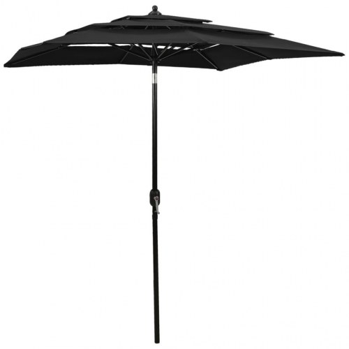 Parasol med 3 niveauer 2 x 2 m - sort