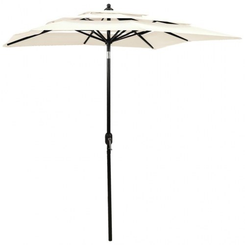 Parasol 2 x 2 m med aluminiumsstang i 3 niveauer - sandfarvet