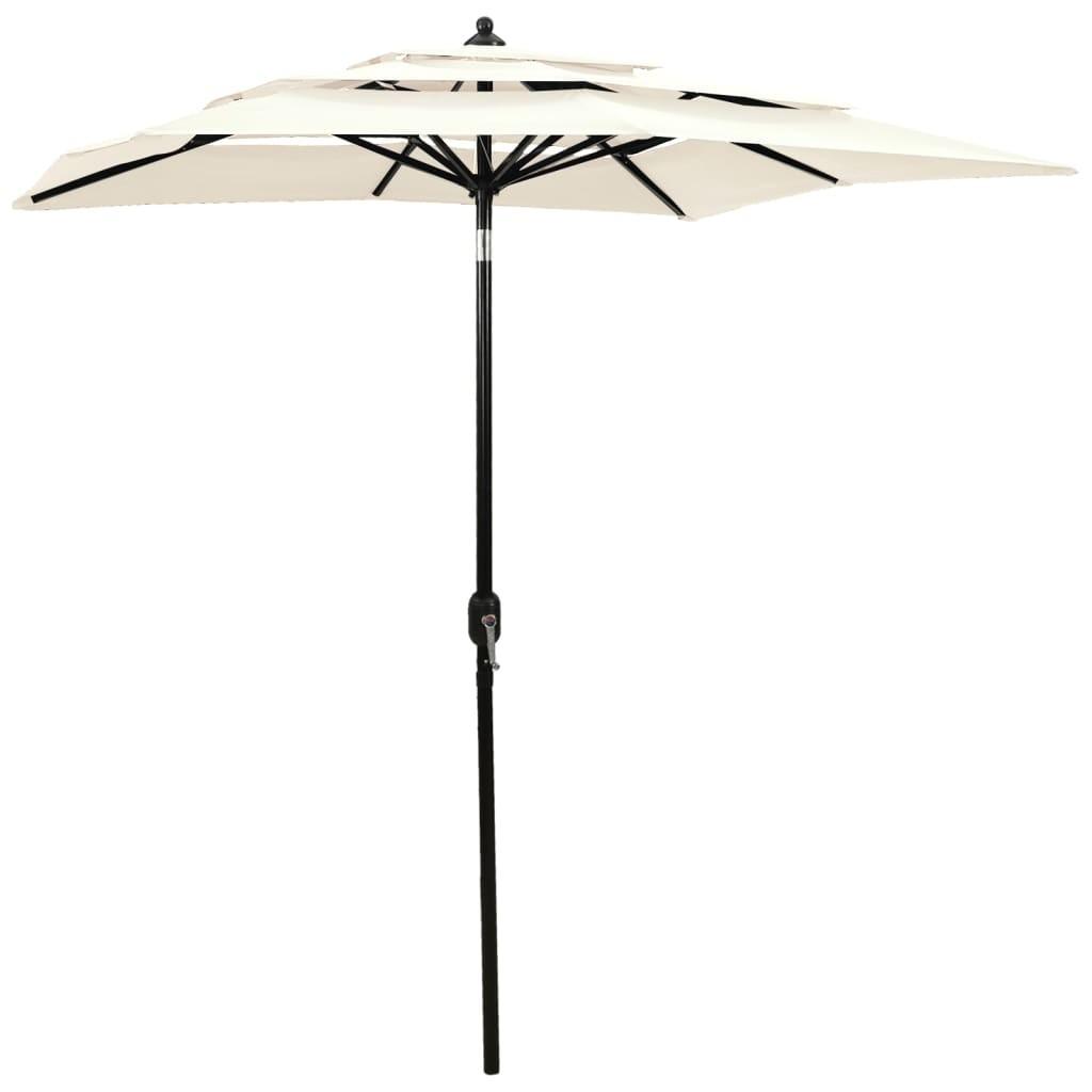 Parasol 2x2 m aluminiumsstang 3 niveauer sandfarvet billede