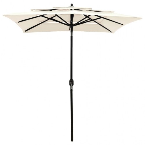 Parasol 2 x 2 m med aluminiumsstang i 3 niveauer - sandfarvet