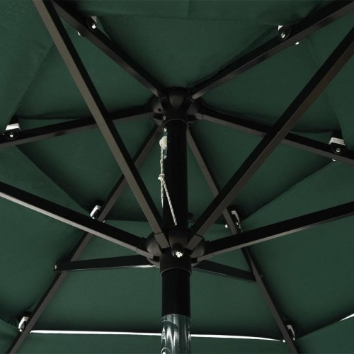 Parasol 2 m aluminiumsstang 3 niveauer grøn