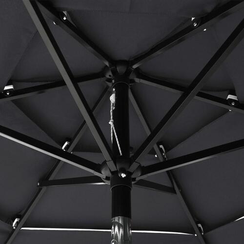 Parasol 2 m aluminiumsstang 3 niveauer antracitgrå