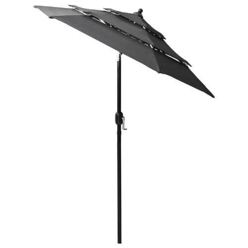 Parasol 2 m aluminiumsstang 3 niveauer antracitgrå