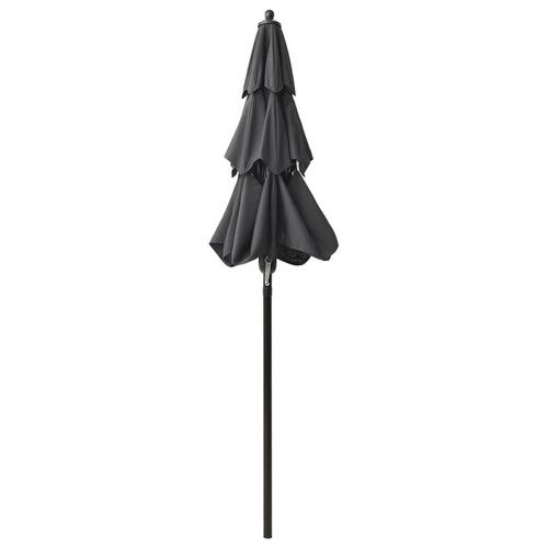 Parasol 2 m aluminiumsstang 3 niveauer antracitgrå