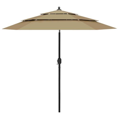 Parasol med aluminiumsstang i 3 niveauer 2 5m gråbrun