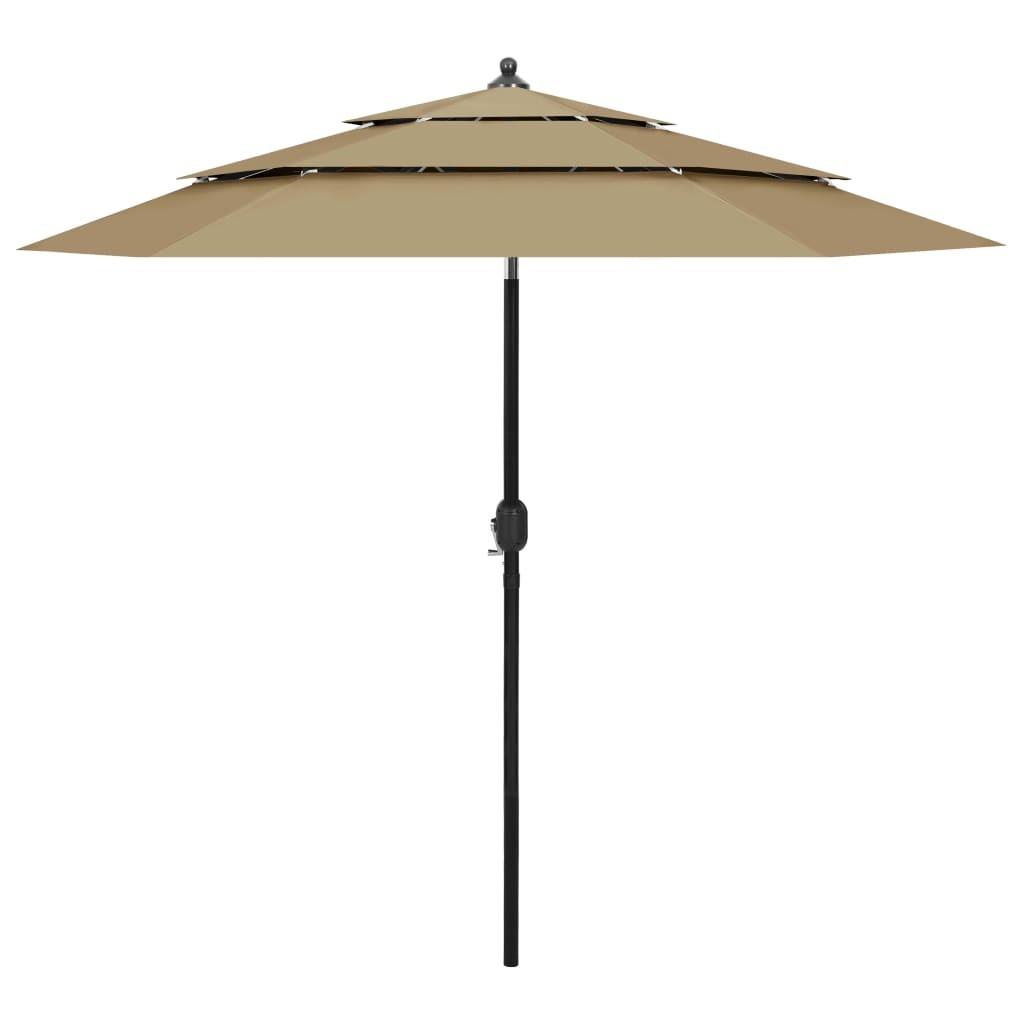 Parasol 2,5 m aluminiumsstang 3 niveauer gråbrun billede