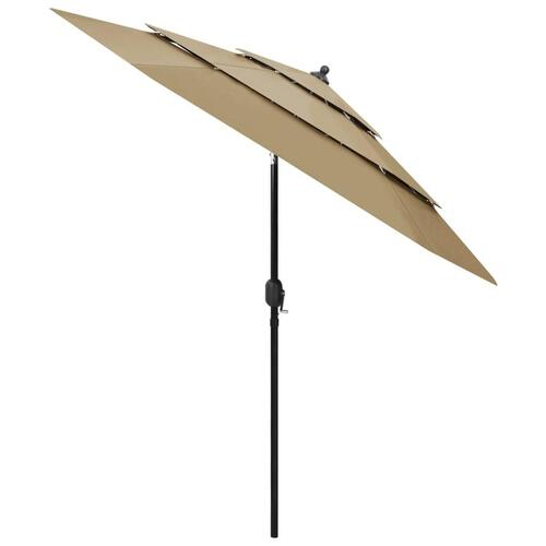 Parasol med aluminiumsstang i 3 niveauer 2 5m gråbrun