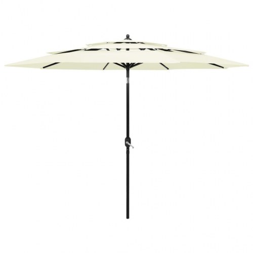 Parasol 3 m aluminiumsstang 3 niveauer sandfarvet