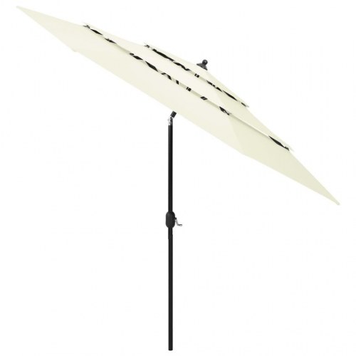 Parasol 3 m aluminiumsstang 3 niveauer sandfarvet