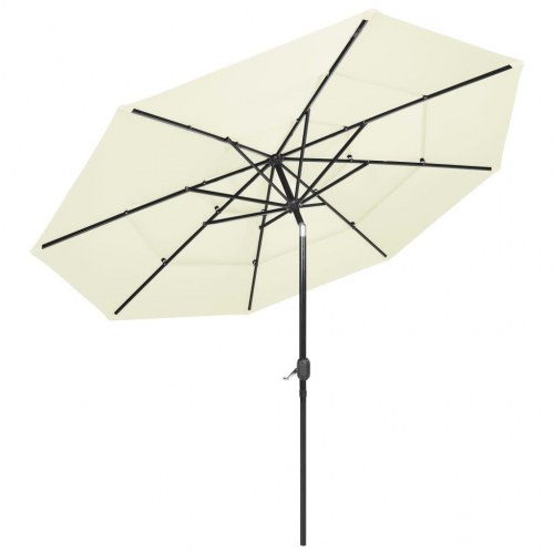 Parasol 3 m aluminiumsstang 3 niveauer sandfarvet