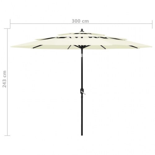 Parasol 3 m aluminiumsstang 3 niveauer sandfarvet