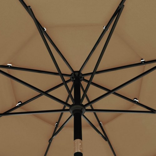 Parasol med aluminiumsstang 3,5 m - 3 niveauer, gråbrun