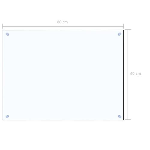 Stænkplade 80x60 cm hærdet glas gennemsigtig